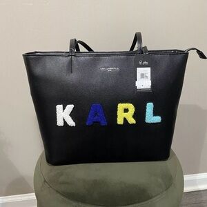 Karl Lagerfeld NEW Tote Name Logo Purse Black